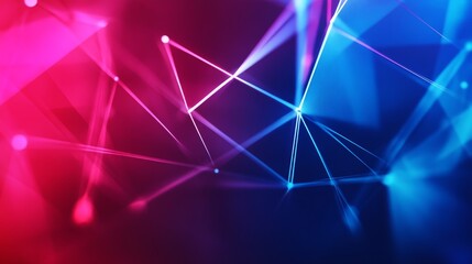 Poster - Abstract geometric background with vibrant blue and pink lines intersecting dynamically