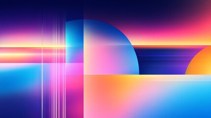 Poster - Abstract geometric composition with vibrant color and gradients creating a dynamic visual effect