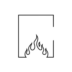 Poster - Flame in Frame: Minimalist illustration of a stylized flame, contained within a sleek, modern frame, conveying warmth, energy, and the essence of fire.
