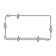 Poster - Energy Frame: A minimalistic illustration depicts a stylized rectangular frame adorned with electrical bolts, exuding a sense of power and technological innovation.