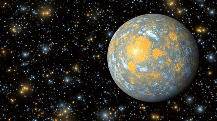 a celestial orb floating in the vastness of a star field