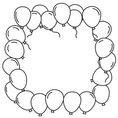 Poster - Balloon Frame: A charming illustration showcasing a delightful frame composed entirely of buoyant balloons, ideal for crafting invitations and crafting designs.