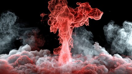 Poster - Abstract cinematic smoke effects with neon red lighting spreading evenly across black.