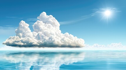 Wall Mural - abstract pastel blue sky with soft white clouds moving in a balanced minimalist scene.