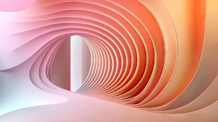 Poster - aesthetic pink gradient background with fluid curving lines in a seamless wave motion.
