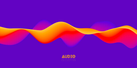 Poster - gradient sound wave abstract background. colorful flow of music wave. vector vibrant fluid splash.