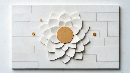 Poster - Elegant white flower design on a light beige background