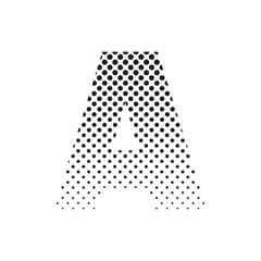 Aufkleber - uppercase letter A in halftone dot pattern, modern black and white typography design with fading effect, concept of graphic design, branding, typography art, digital print