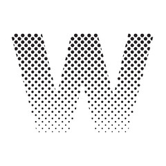 Aufkleber - uppercase letter W in halftone dot pattern, modern black and white typography design with fading effect, concept of graphic design, branding, typography art, digital print