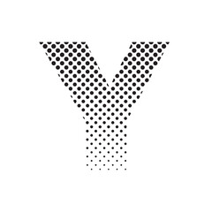 Aufkleber - uppercase letter Y in halftone dot pattern, modern black and white typography design with fading effect, concept of graphic design, branding, typography art, digital print
