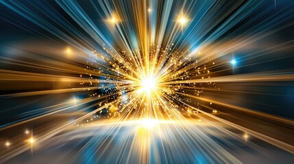 Poster - bright white flash with dynamic light rays exploding from the center, transparent effect