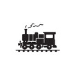 © Shabeer - Locomotive Train silhouette vector illustration isolated on a white background. Black Train silhouette.