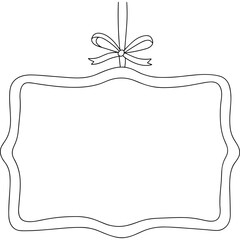 Poster - Blank frame hanging with ribbon bow empty frame graphic design