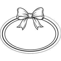 Poster - Oval frame with bow graphic design. Decorative oval frame with ribbon bow. Elegant oval frame