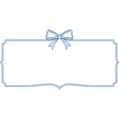 Poster - Blue banner with bow graphic element for decoration. Banner with bow is light blue color