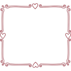 Poster - Decorative frame with hearts and swirls for romantic design element and graphic resources
