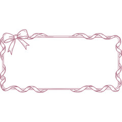Poster - Decorative frame with ribbon bow a graphic resource features a rectangular shape adorned with swirling ribbon designs creating an elegant and ornamental border for various creative projects