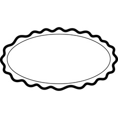 Poster - Oval label with wavy outline for product branding and design projects. The label features a clean white center surrounded by a thick black wavy border creating a distinctive and eye-catching frame