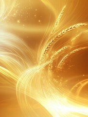 Fototapete - Surreal transformation of golden wheat into glowing energy waves in a dreamy abstract background Generative AI