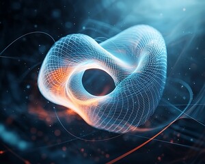 Poster - Glowing abstract mesh torus digital art