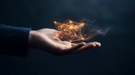 Poster - Glowing network structure in hand