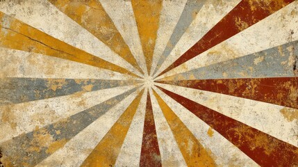 Poster - Vintage radial stripes pattern with distressed texture. Retro circus style. Ideal for print poster greeting card background. Copy space available. Design for banner wallpaper. Old fashioned