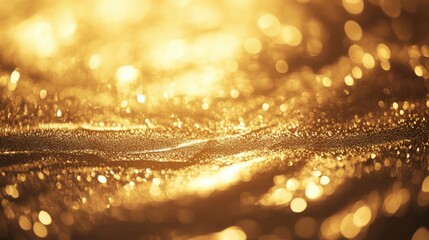 Poster - Abstract golden texture with metallic reflections, soft bokeh, and shimmering light effects. A luxurious glowing background perfect for elegant designs.