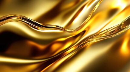 Fototapete - Abstract golden waves with fluid motion, soft reflections, and a warm luminous glow. Elegant metallic curves perfect for luxurious backgrounds.