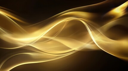 Fototapete - Abstract golden waves with fluid motion, soft reflections, and a warm luminous glow. Elegant metallic curves perfect for luxurious backgrounds.