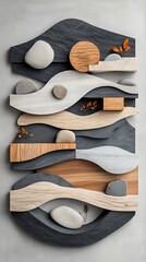 Poster - Layered wooden and stone abstract art piece