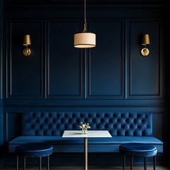 Poster - Luxury blue velvet sofa interior design