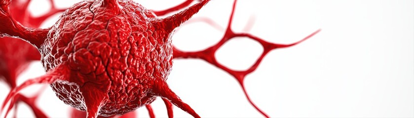 Poster - Red cell with neuron structures on white background