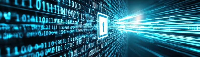 Poster - Digital lock concept on abstract data background