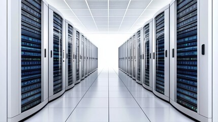 Poster - Data center with rows of server racks and systems