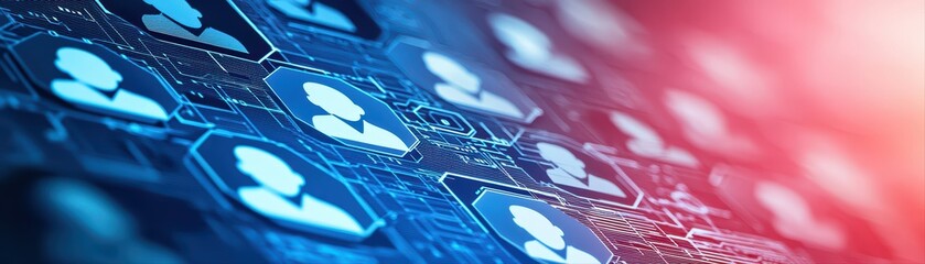 Poster - Digital networking concepts with user icons background
