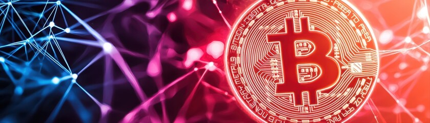 Poster - Digital cryptocurrency concept with bitcoin symbol