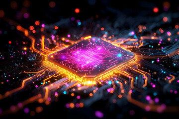 Futuristic CPU Chip, Abstract Design, Technology, Digital, Innovation, Image for Tech Showcase