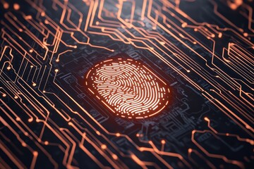 Poster - Digital fingerprint on circuit board background design