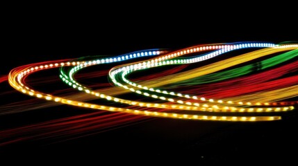 Aufkleber - Colorful light trails swirl in a dark environment, creating a vibrant and dynamic visual effect at night