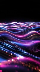 Poster - colorful abstract waves of light flowing in a dark space