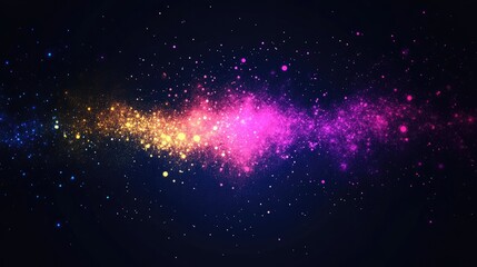 Aufkleber - Vibrant cosmic nebula with colorful stars and particles swirling in a dark space background