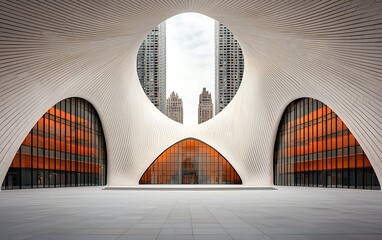 Aufkleber - Modern architectural design with sweeping curves and large openings