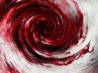 Poster - Abstract swirl of crimson shades and misty white wisps creating visual intrigue