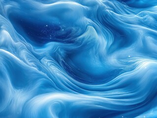 Poster - Captivating azure abstraction depicting ethereal ocean currents and nebula dust