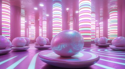 Poster - Futuristic Abstraction of Light and Texture with Glowing Spheres