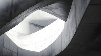 Fototapete - Modern architecture concrete curves creating abstract shapes with light and shadow
