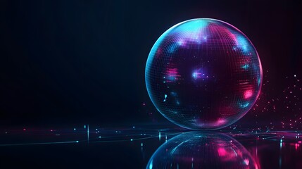 Fototapete - Glowing futuristic sphere reflecting on digital surface