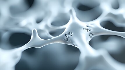 Poster - Microscopic view of neural network connections in white and blue tones showing synaptic activity and neuronal structure. Scientific medical visualization for neuroscience research.