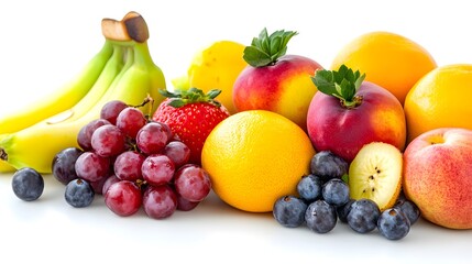 Poster - Fresh fruits showing healthy eating and lifestyle on white background