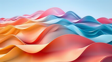 Aufkleber - colorful wavy abstract background with smooth flowing curves in orange, pink, red and blue gradient 
